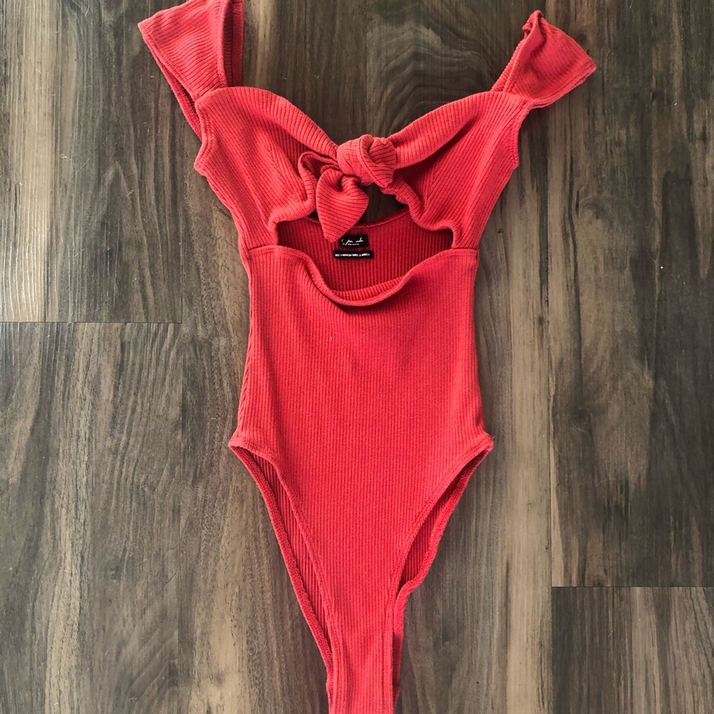 URBAN OUTFITTERS Red/Orange Bodysuit with Bow